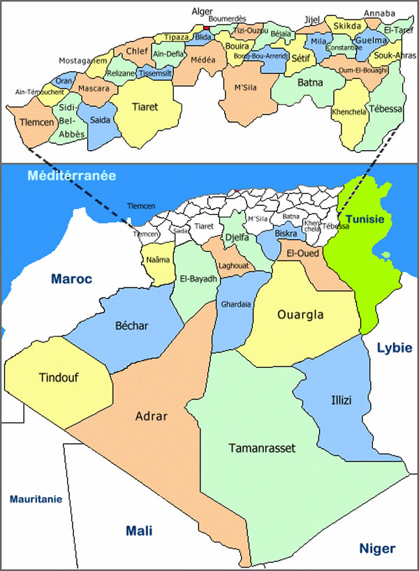 algerie carte des villes