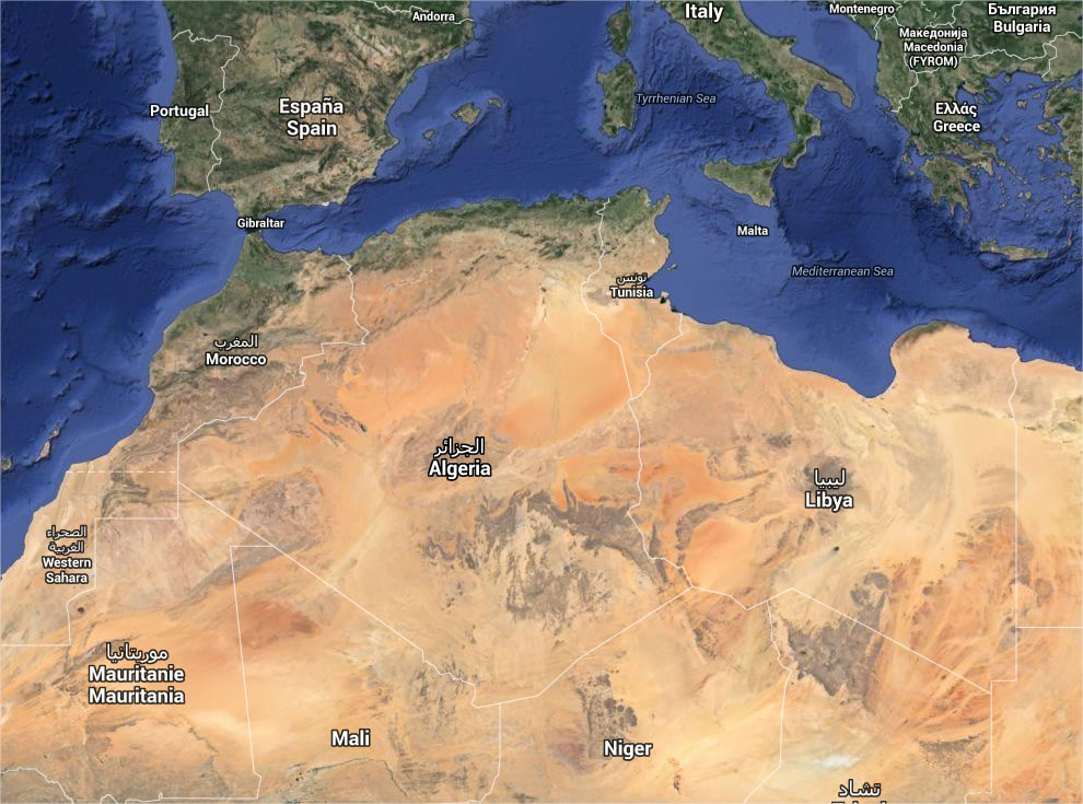 Carte Algérie satellite, carte algérie