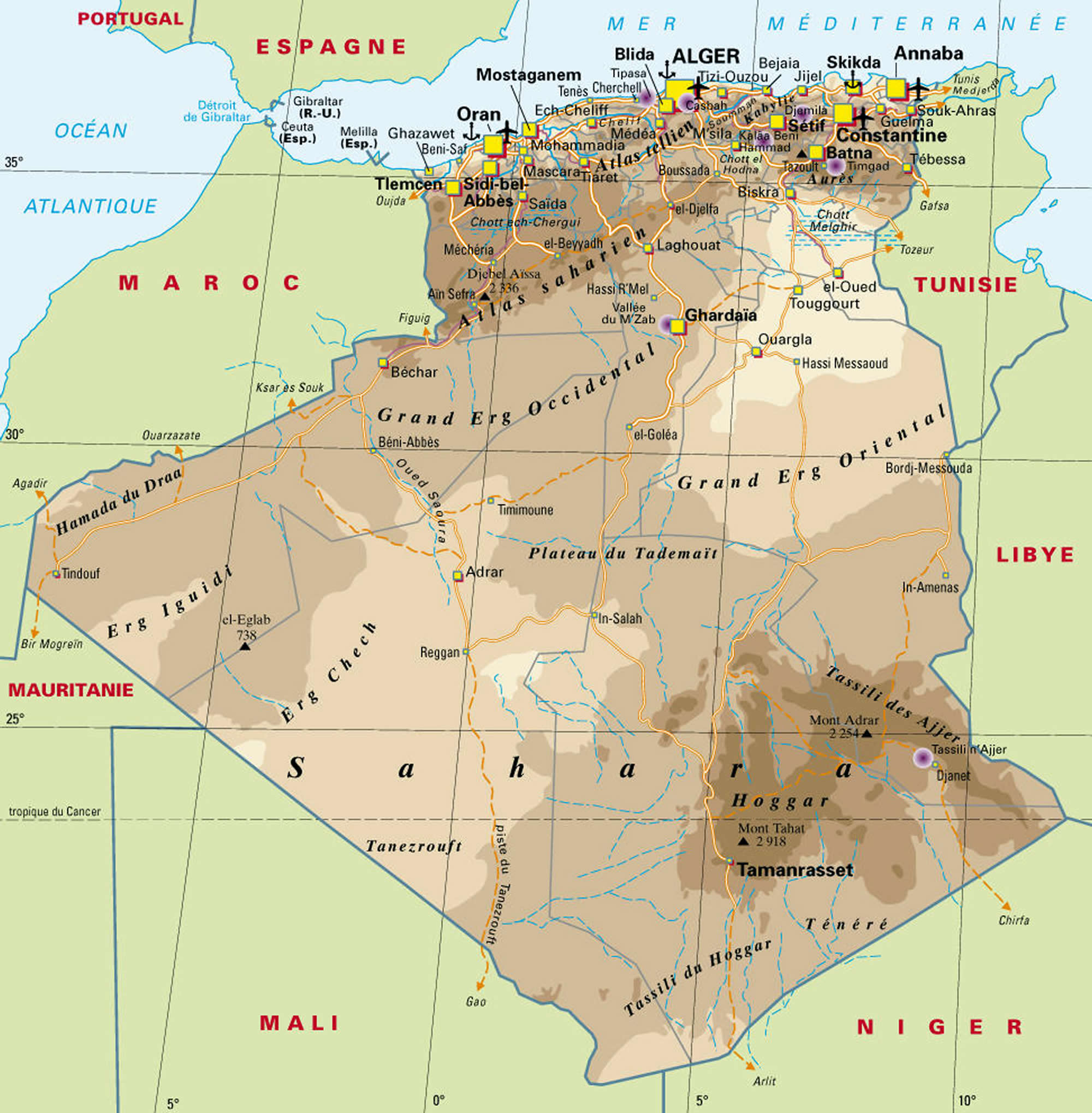 algerie carte des villes