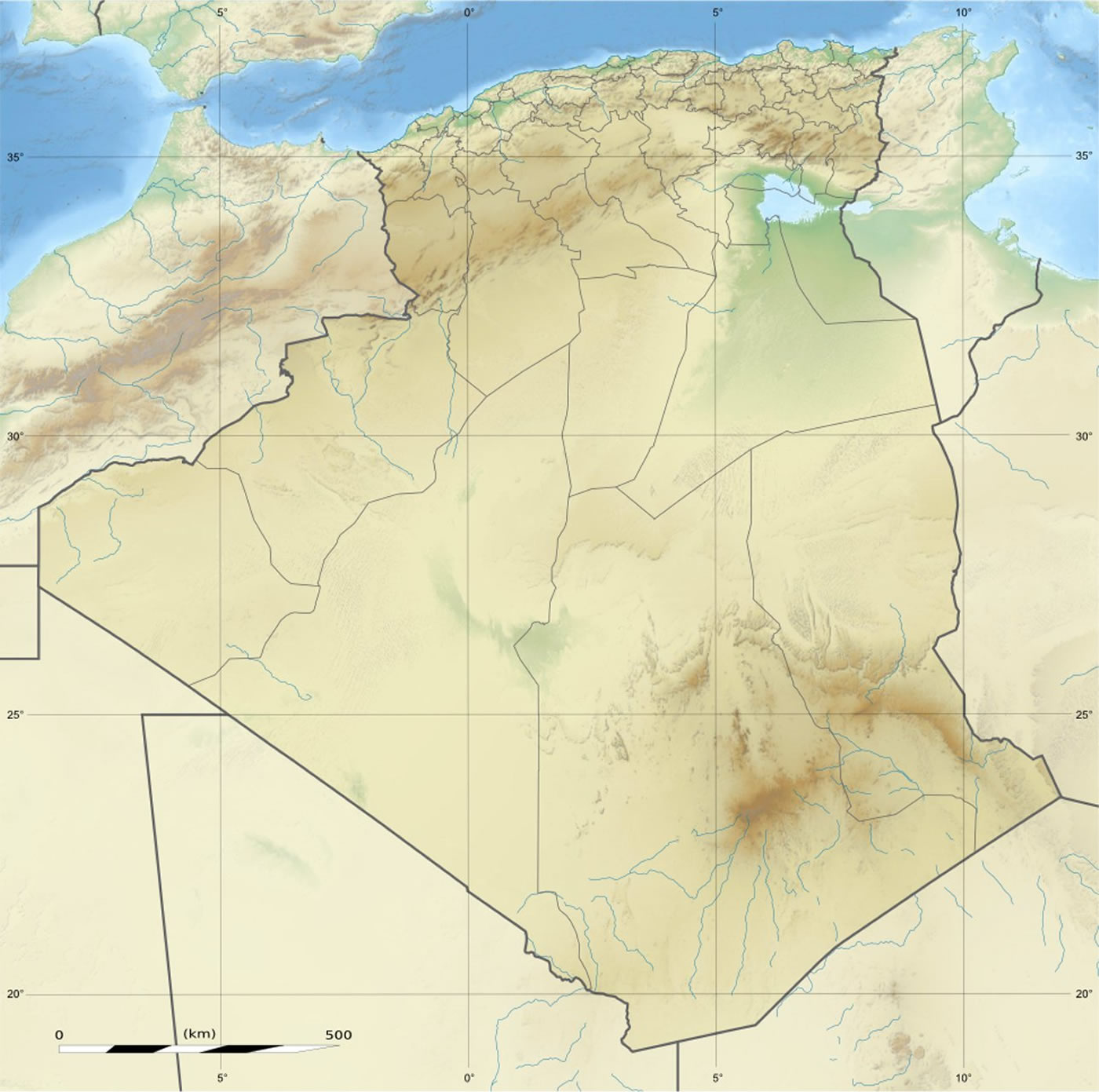 Carte géographique Algérie