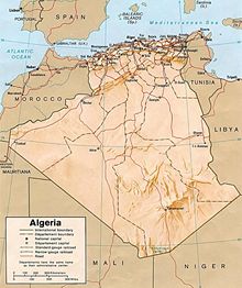 Carte relief 1979 Algérie