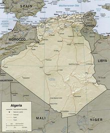 Carte relief Algérie