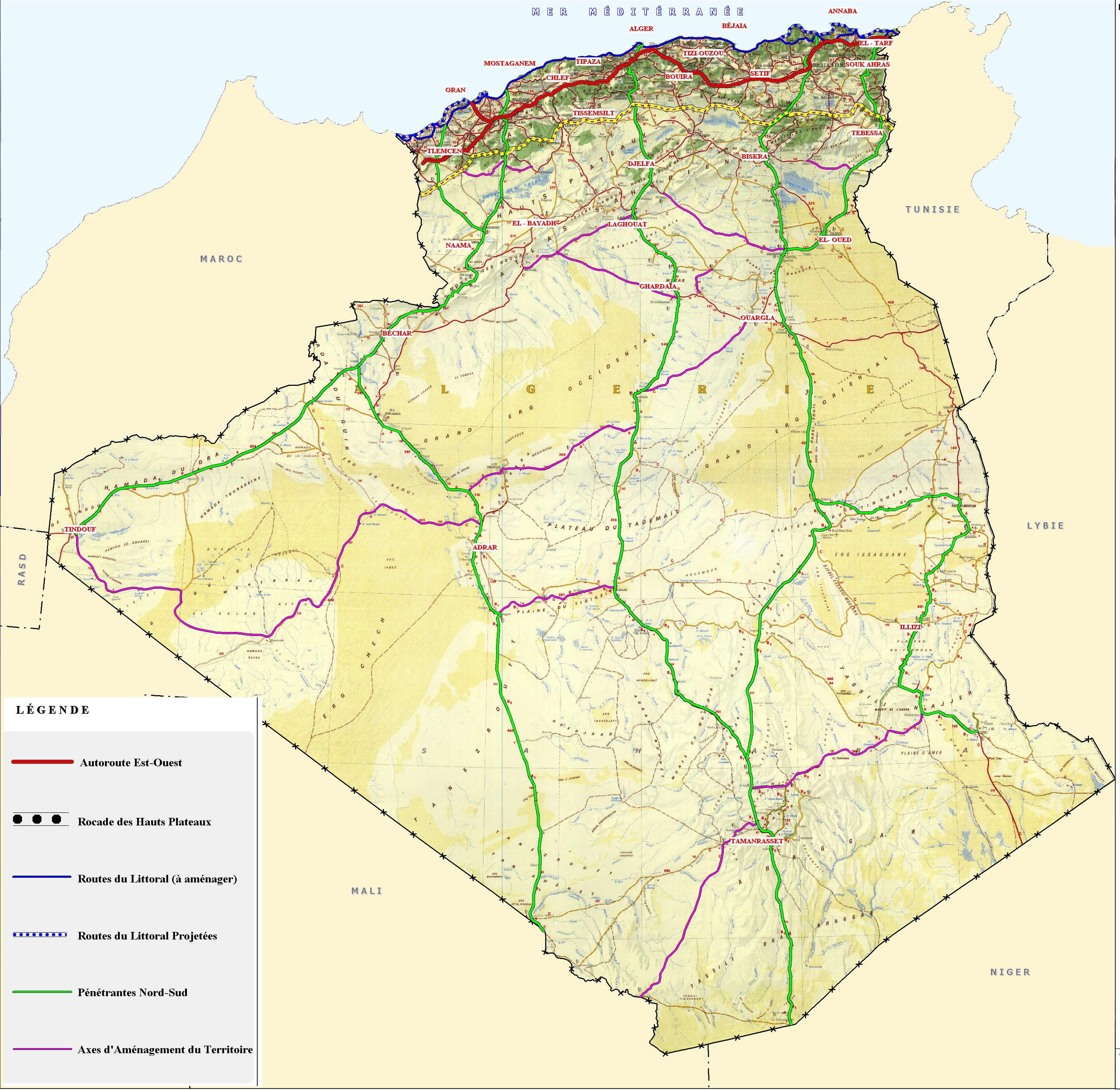 carte touristique algerie