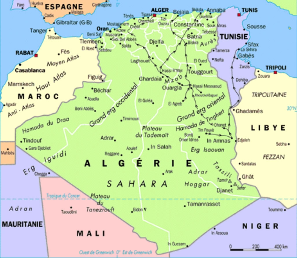 algerie carte des villes