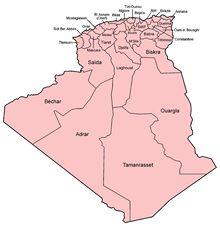 Carte Algérie département 1974 1983